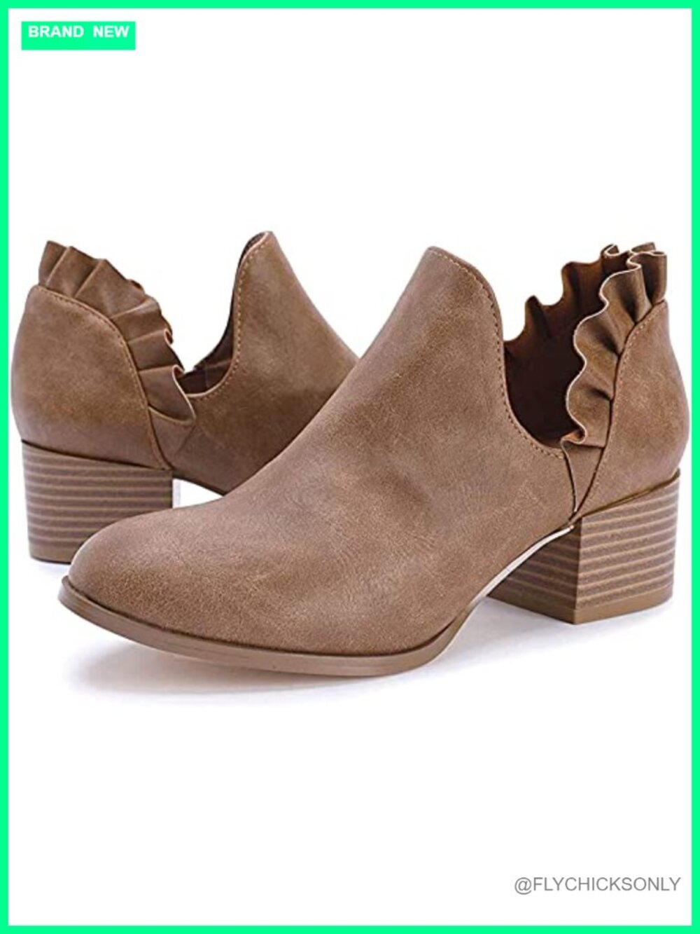 Faux Leather Pointed Toe Ankle Booties Stacked Heel Slip On Dress Shoes